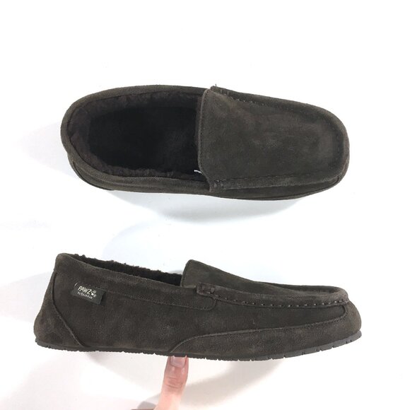 Bearpaw Pawz Slippers Mens Size 12 Brown Suede Moccasin - Picture 1 of 9